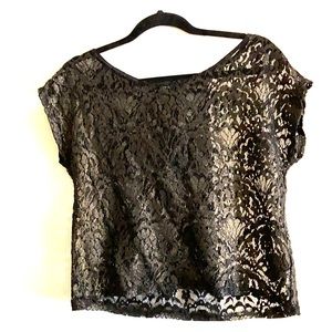 Forever 21 black and gold lace crop top